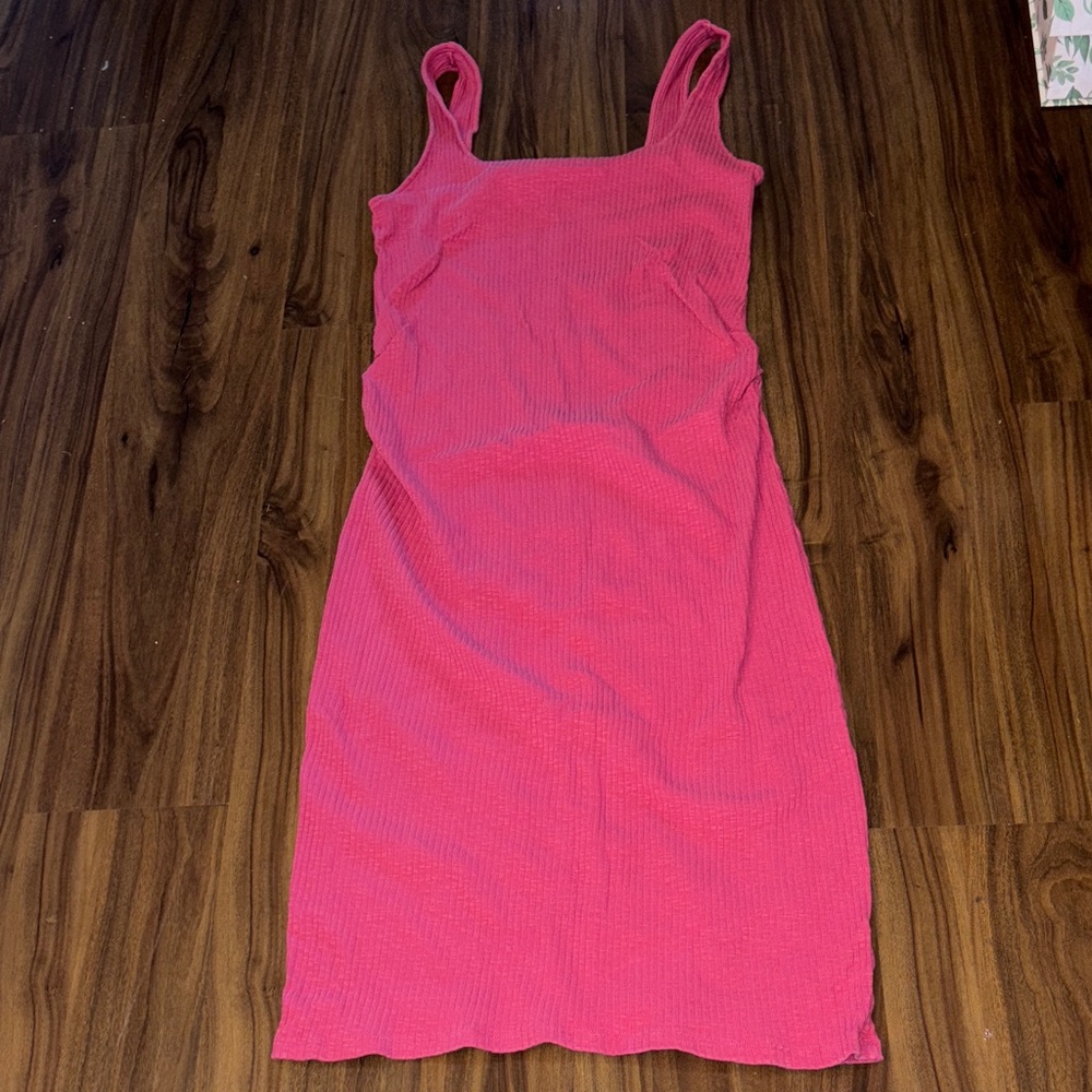 Rose/Coral Sleeveless Ribbed Maternity Dress